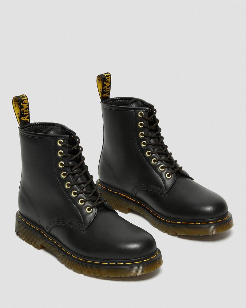 Black Men's Dr Martens 1460 DM's Wintergrip Leather Winter Boots | CA 570GSO